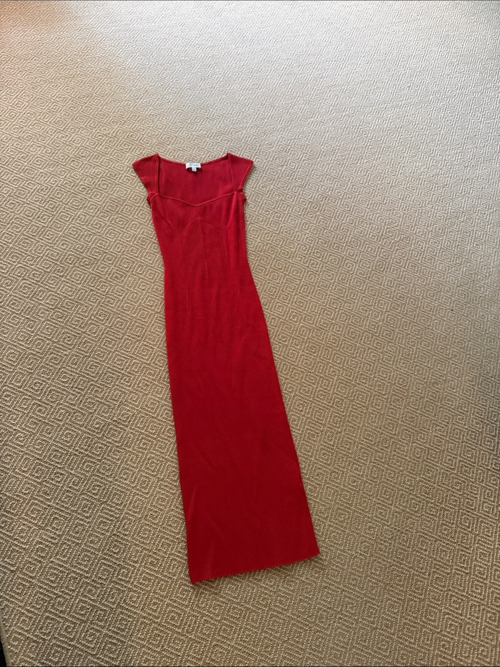 INTERMIX Red Cap-Sleeve Maxi Dress